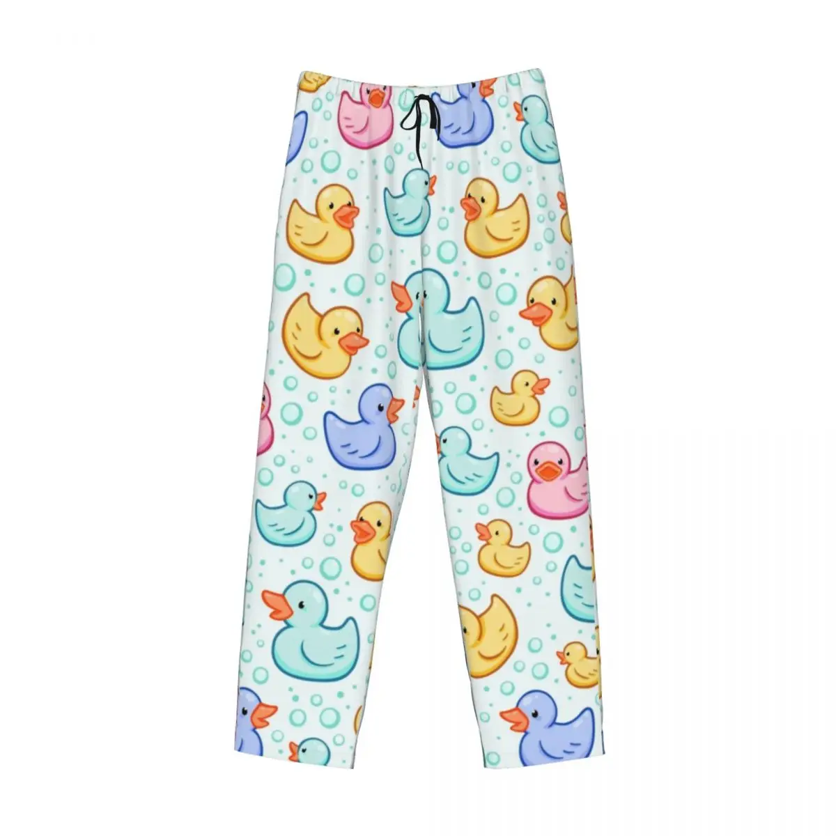 Custom Rubber Duckie Pajama Pants Sleepwear Men's Elastic Waistband Cartoon Animal Pets Sleep Lounge Bottoms with Pockets