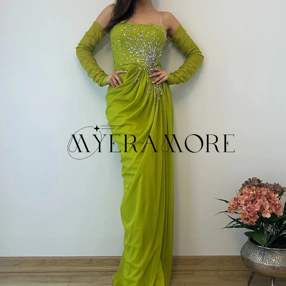 

Pink Mermaid Evening Dresses Short Shawl Beaded Tea-Lenght Prom Dresses Customized فساتين سهرة