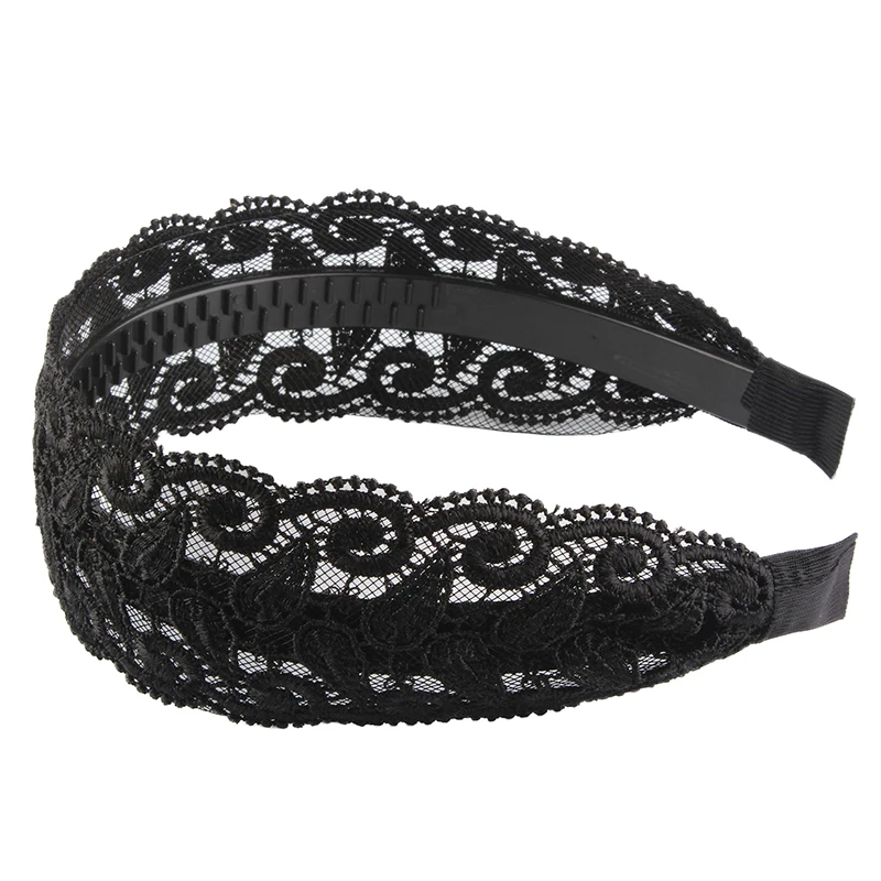 

Korean Style Fashion Temperament Head Wrap Lace Flower Hairbands For Women Wide Hair Hoop Non Slip Elegant Vintage Headband