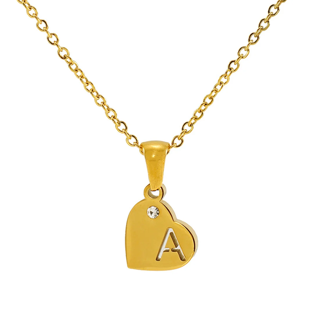 

Trendy Zirconia 26 A-Z Initial Letter Name Heart Pendant Female Gold Color Stainless Steel Alphabet Necklace for Women Jewelry