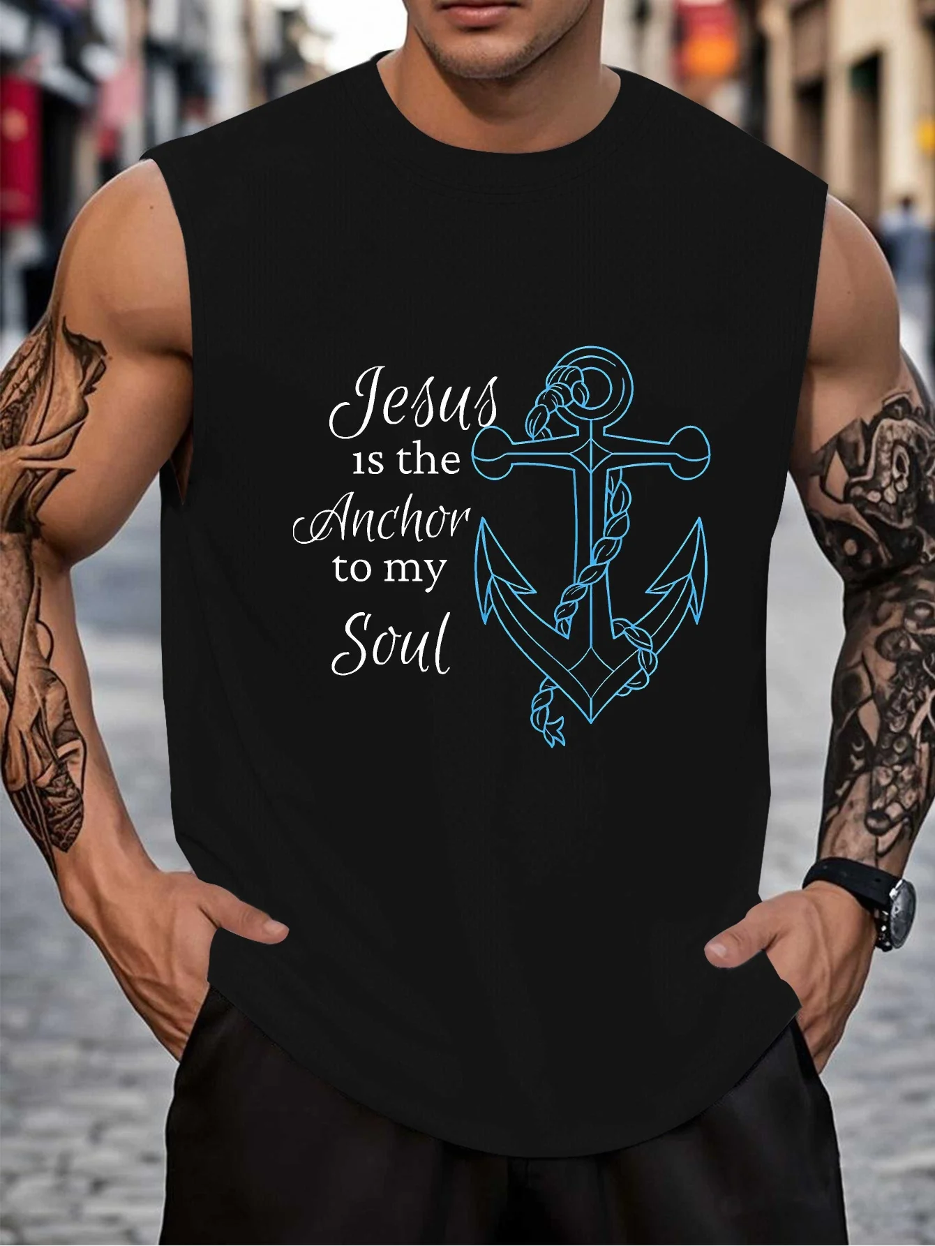 

Yeshua Anchor Large Size Men's V-Neck Shirt