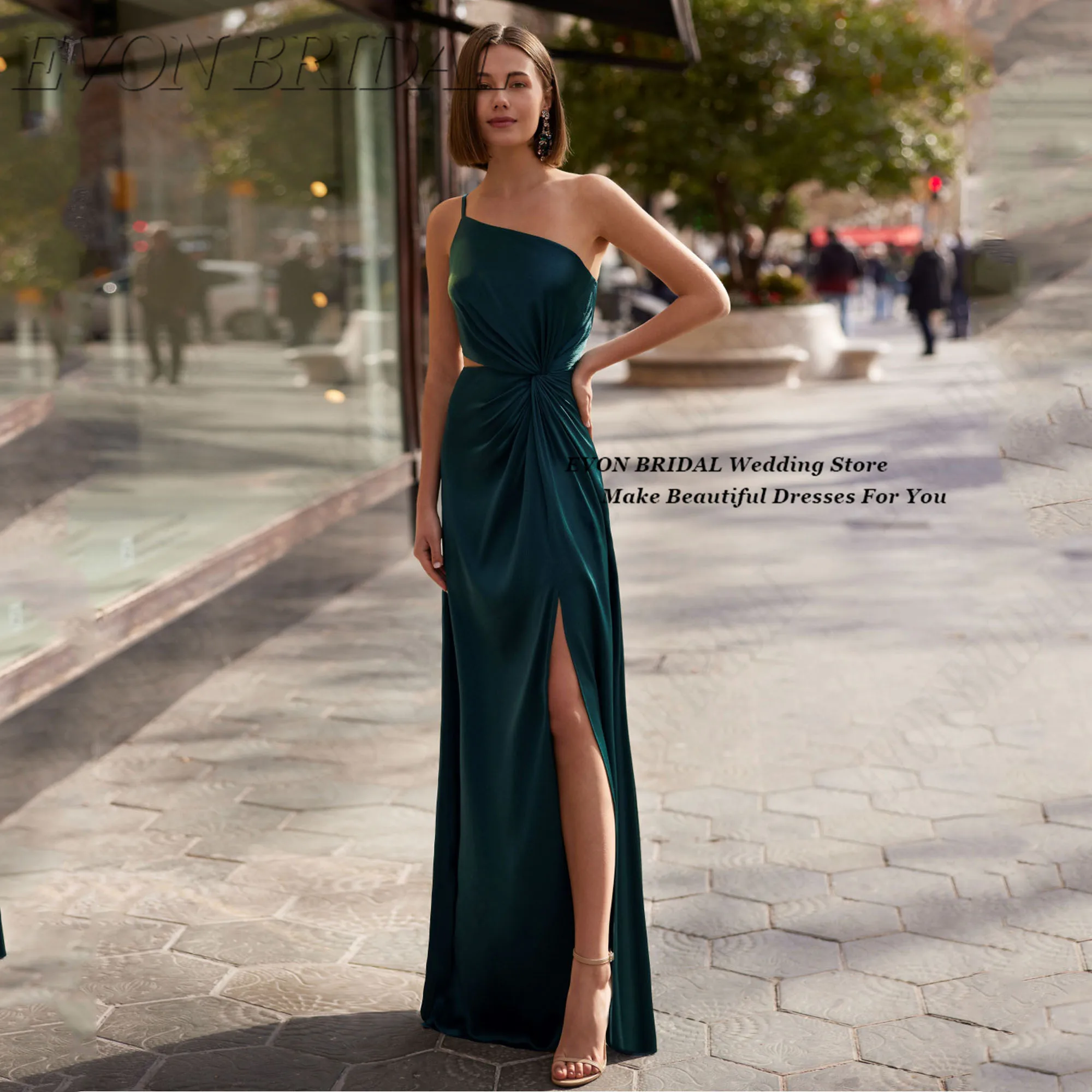 

EVON BRIDAL Вечернее платье для красной ковровой дорожки Изысканное платье для выпускного вечера на одно плечо Модное платье трапециевидной формы с лямкой на бретельках فساتين заслуживают порядок Custom