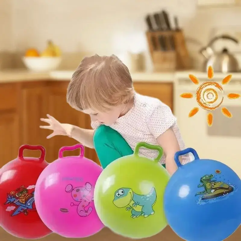 Kids Bouncyhopper Inflatable Handle Horse Bouncing Toy Fun Stress Relief Gift Cartoon Bouncing Ball Beach Swimming Pool Toys ﻿