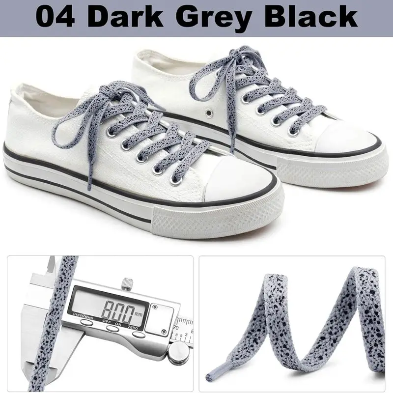 1 Paar bedruckte, flache Schnürsenkel für Sneaker, farbige Sport-Schnürsenkel, Schnürsenkel mit Tintenfleck-Motiv, 0,8 cm breit, für Freizeitschuhe und Sneaker. – Detail 5