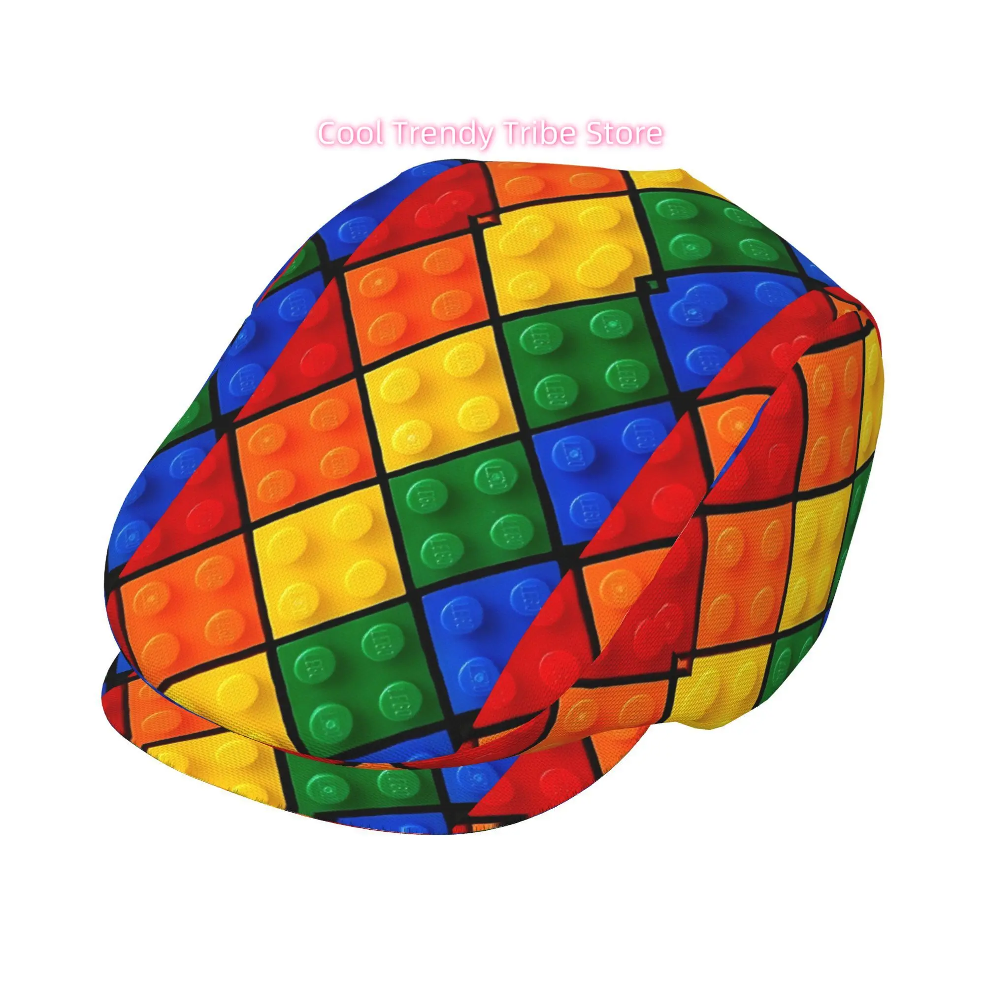 1pc of Rainbow-Patterned Building Blocks Beret, a Vintage Newsboy Hat, Suitable for Everyone, an Essential Fashion Item for Both