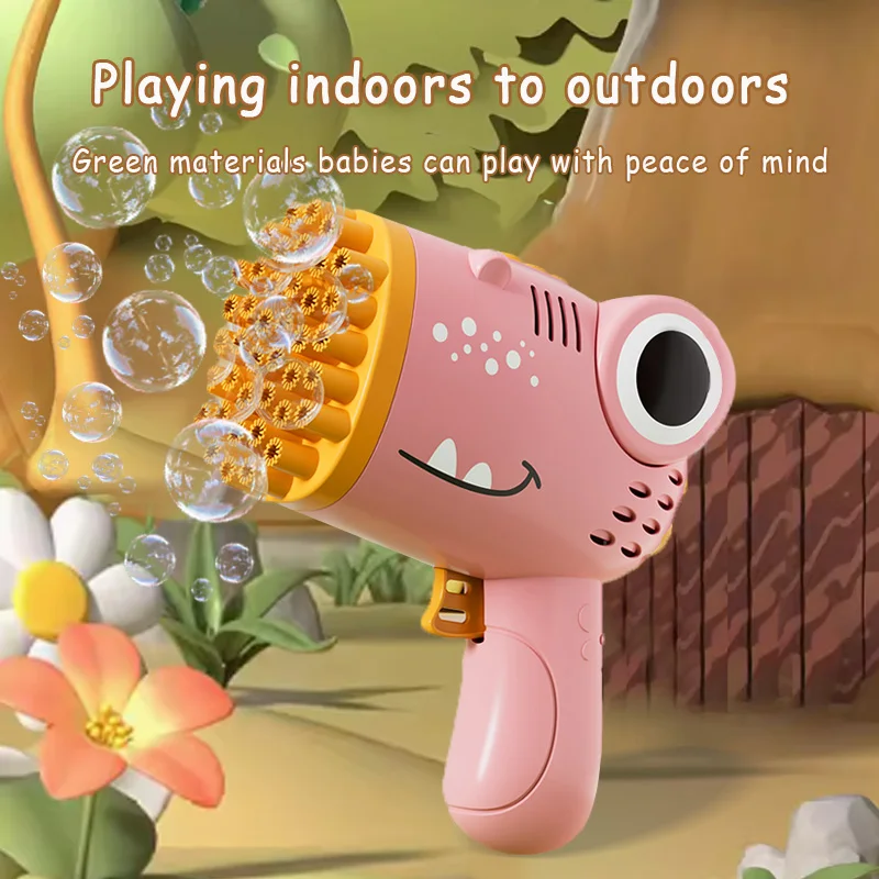 40 hole dinosaur children\'s bubble handheld bubble machine parent outdoor game bubble gun without battery and bubble water