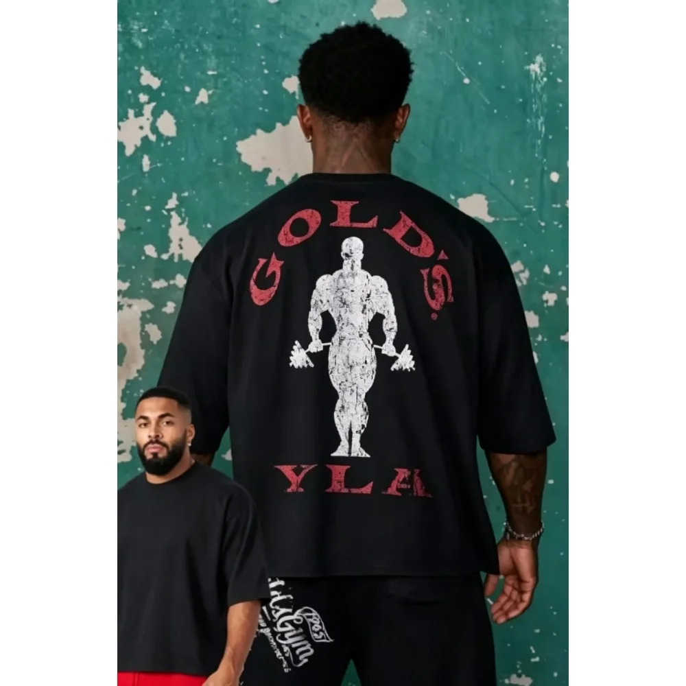 2026 New Golds Gym Graphic T-shirt Men Printed Short Sleeve Tops Slim Fit Large Size Daily Workout Fitness Streetwear Tees