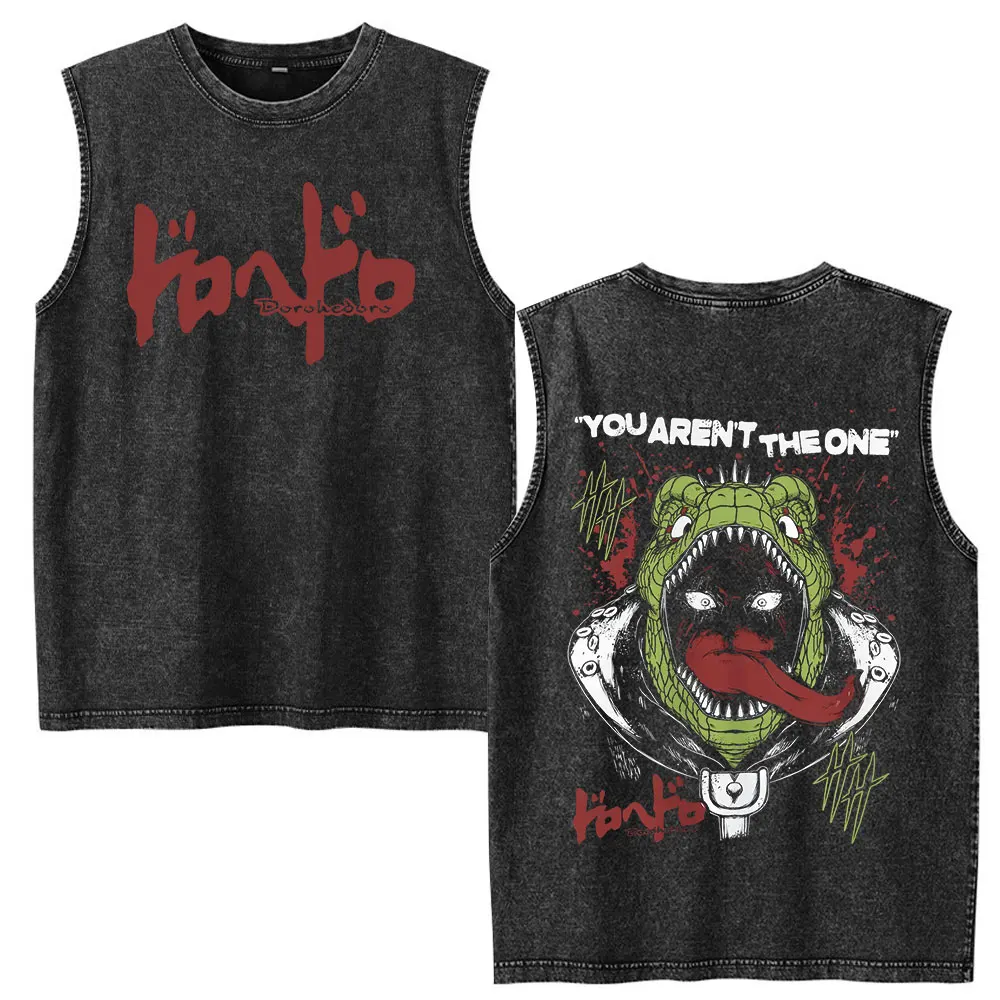 Anime Dorohedoro Kaiman You Arent The One Vintage Washed Tank Tops T Shirts Men Women Cotton Oversized Sleeveless Vest T-shirts