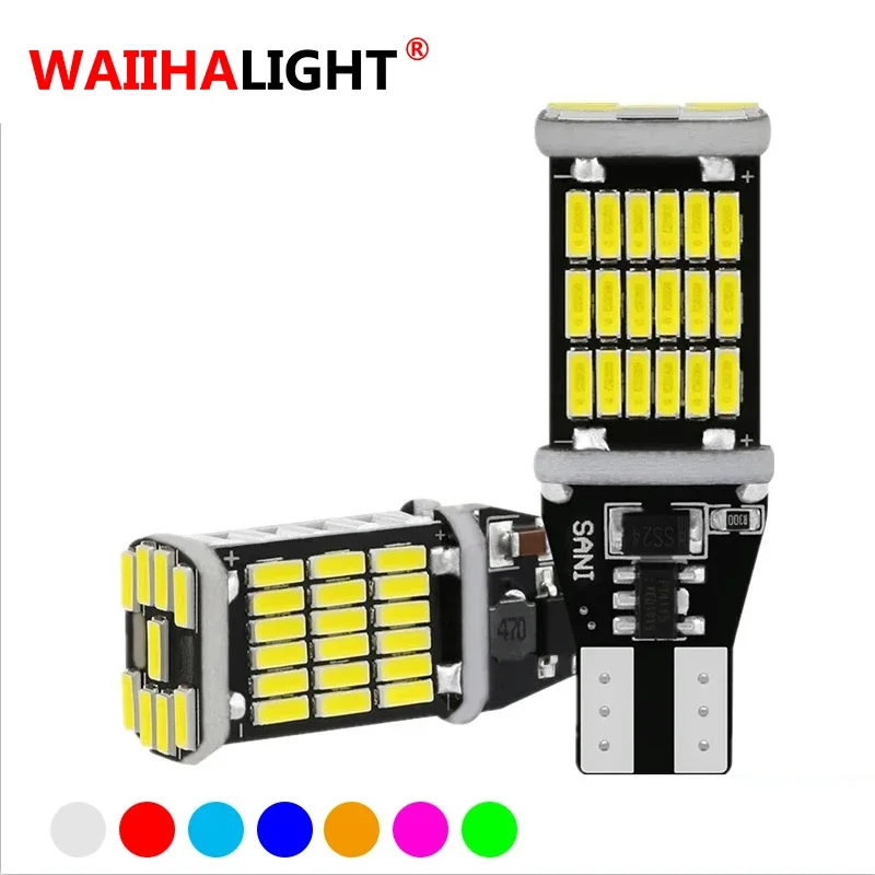 

2Pcs T15 4014 45SMD Canbus LED Auto Additional Brake Lamp Backup Reverse Car Light T16 White 12V Wholesale Ice Blue Red Yellow