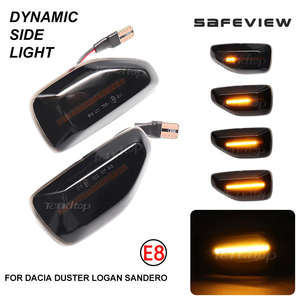 Amber LED Turn Signal Repeater Sequential Light Flashing Side Marker Lamp For Dacia Duster 2017  Logan MCV Sandero Stepway 2