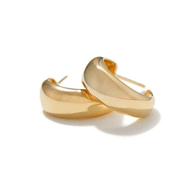 

Fashion Fine Earrings Jewelry Women Minimalist 925 Sterling Silver Smooth and Shiny Surface C-Shape Stud Earrings