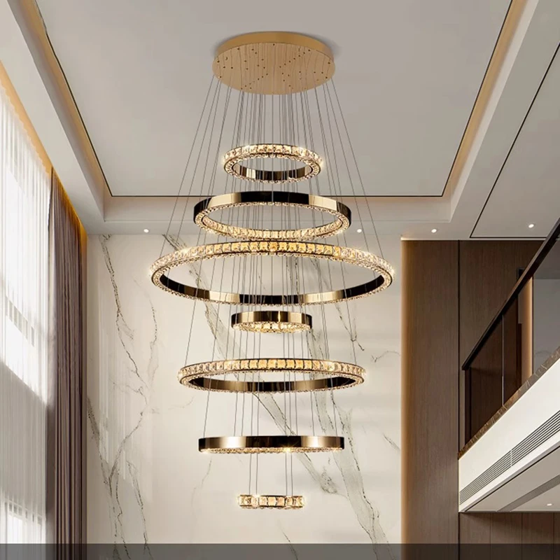 Modern Home Decoration Crystal Chandelier Stair Pendant Lamp Living Room Pendant Lights Interior Lighting