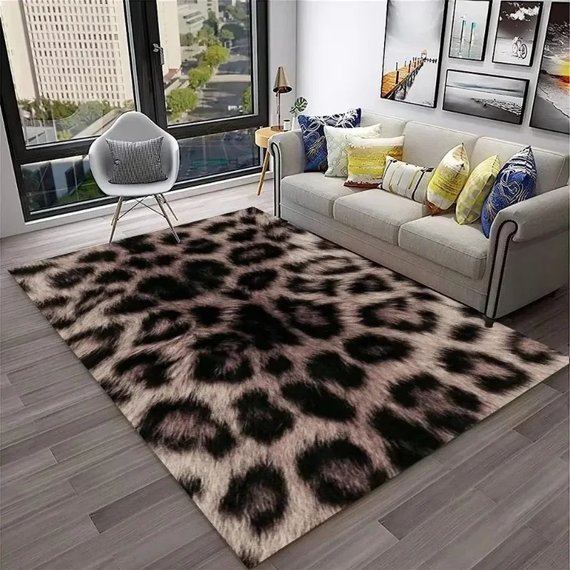 Tiger Stripe Leopard Print Carpet Nordic Household Living Room Washable Non Slip Rug Bedroom Bedside Carpet Large-area Floor Mat view 3