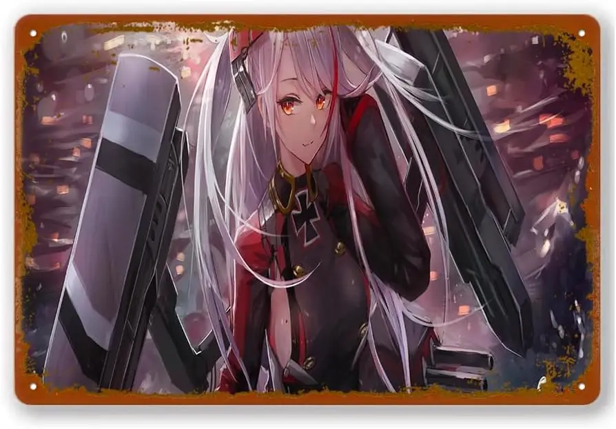 Video Game, Azur Lane, Anime, Prinz Eugen (Azur Lane) Vintage Metal Tin Signs Aluminium Signs Modern Wall Decoration For Bedroom