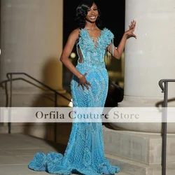Shiny Diamond Prom Desses Mermaid 2026 Beading Tassel Evening Gowns African Party Gala Dress Customized