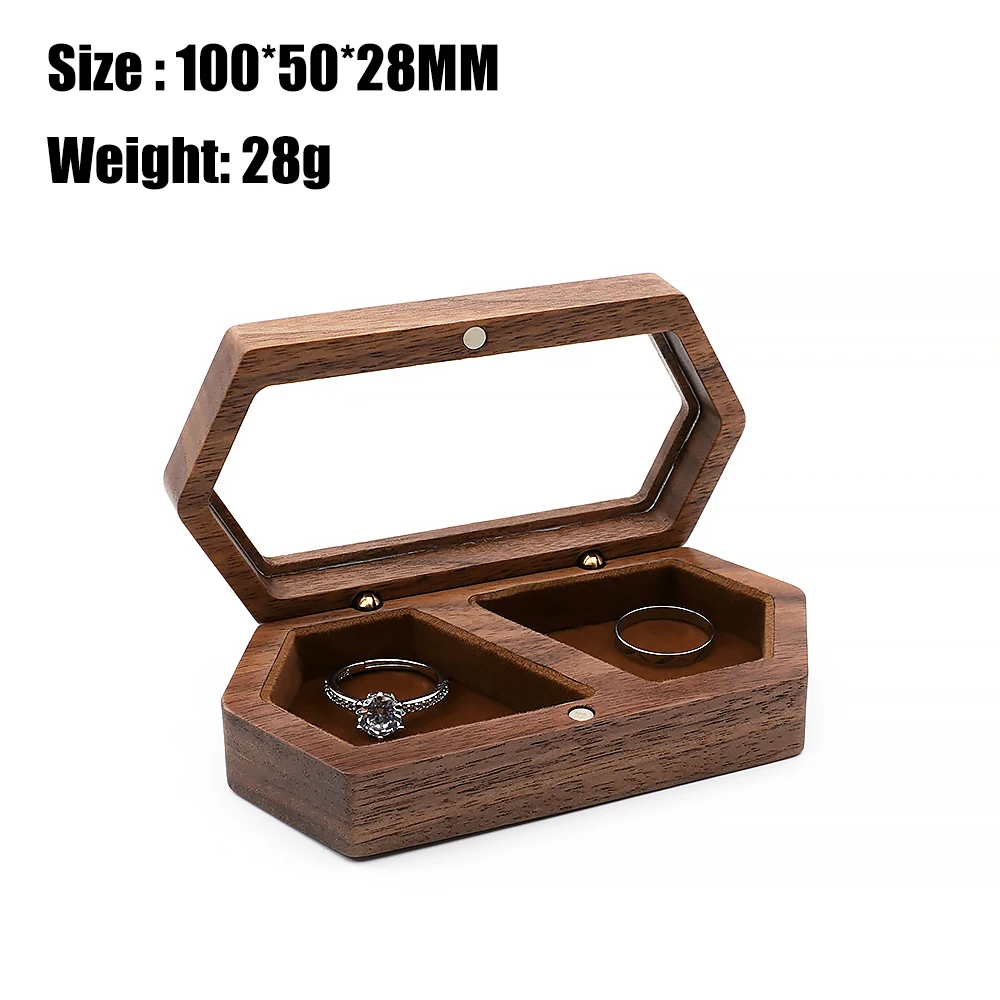 Ring Box Jewelry Storage Engagement Wedding Ceremony Ring Customize Proposal Ring Rustic Wedding Gift for Girl Walnut Wood