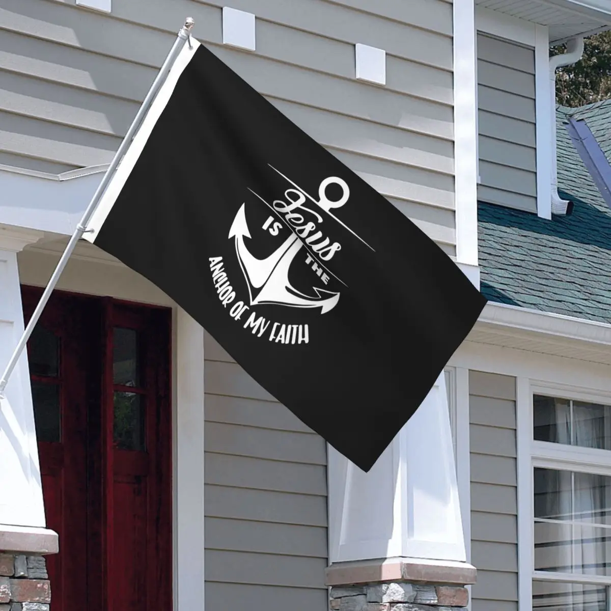Jesus Is The Anchor Of My Faith Christian Design Flag Indoor Outdoor Banner 2 Grommets Decoration Durable 60x90 90x150cm Flags