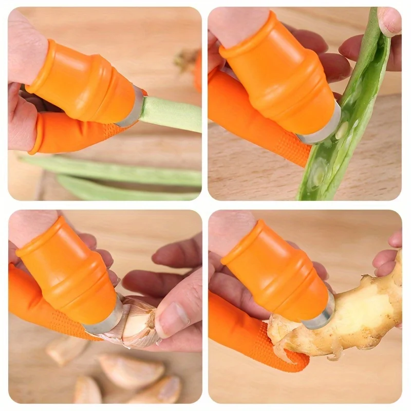 6pcs Garden Silicone Thumb Knife With Anti-Cut Finger Cot Kit, Gardening Pruning Tools For Harvesting Fruits And Vegetables