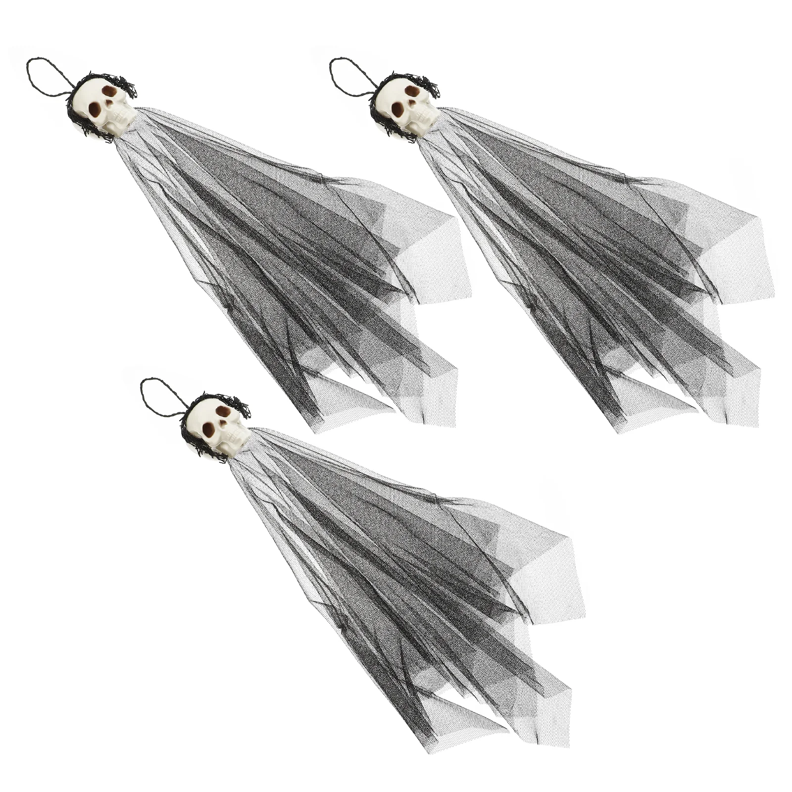 3pcs Hanging Skull Ghost Halloween Hanging Decors for Home Party Haunted Houses Halloween Hanging Skull