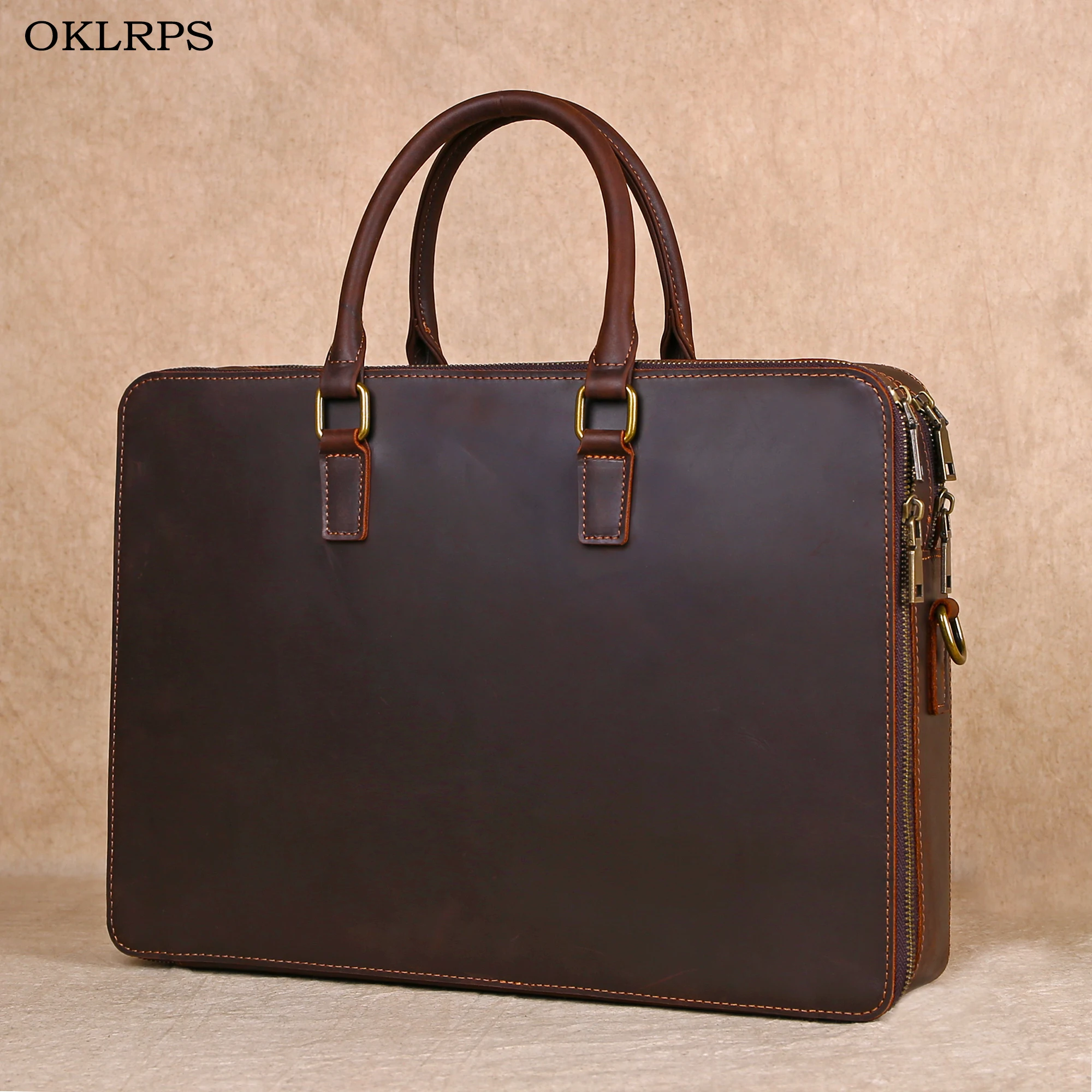 Original Business Casual Genuine Leather Briefcase, Hand-Held Bag, Top Layer Cowhide Computer Bag, Single-Shoulder Bag