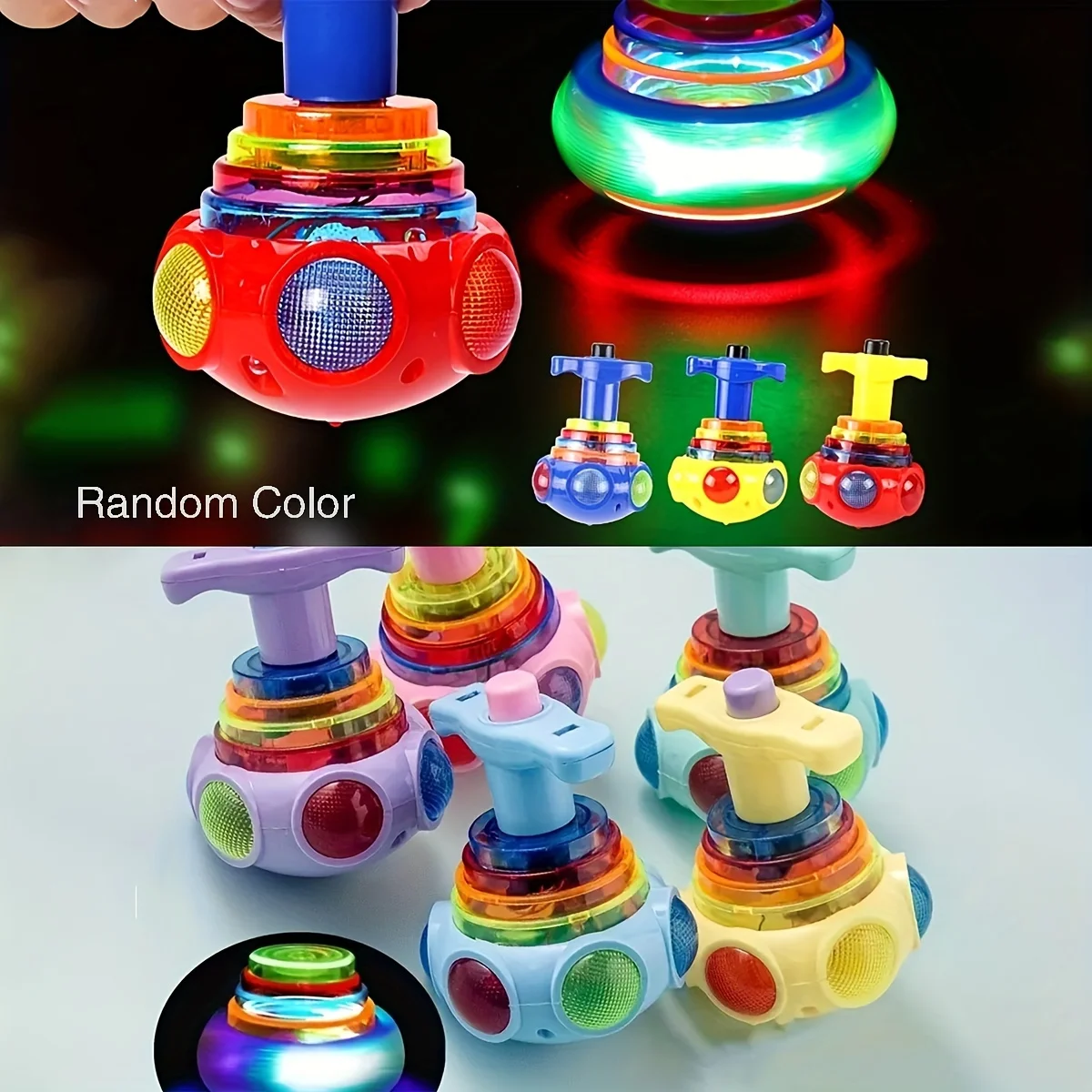 1PC Innovative LED with Music, Rotating Gyroscope, Creative Spinning Top Toy，Party Gift, Outdoor Birthday Gift, Random Color