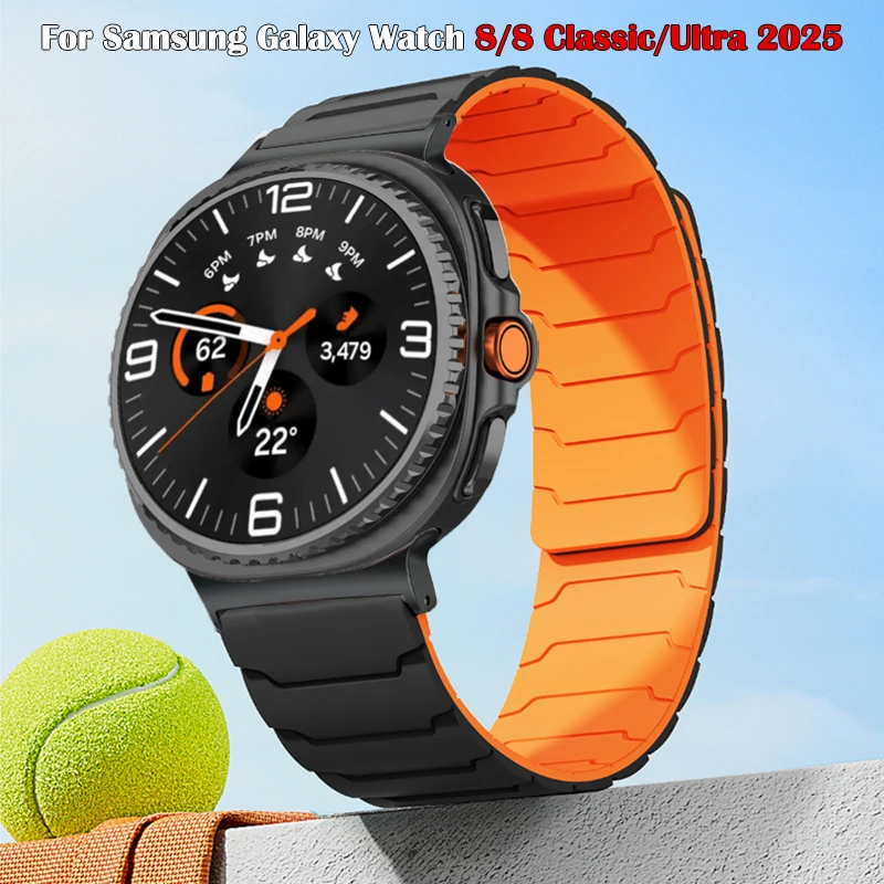 Magnetisches Silikonarmband für Samsung Galaxy Watch 8/8, klassisches Sportarmband für Samsung Galaxy Watch Ultra 2025, Band