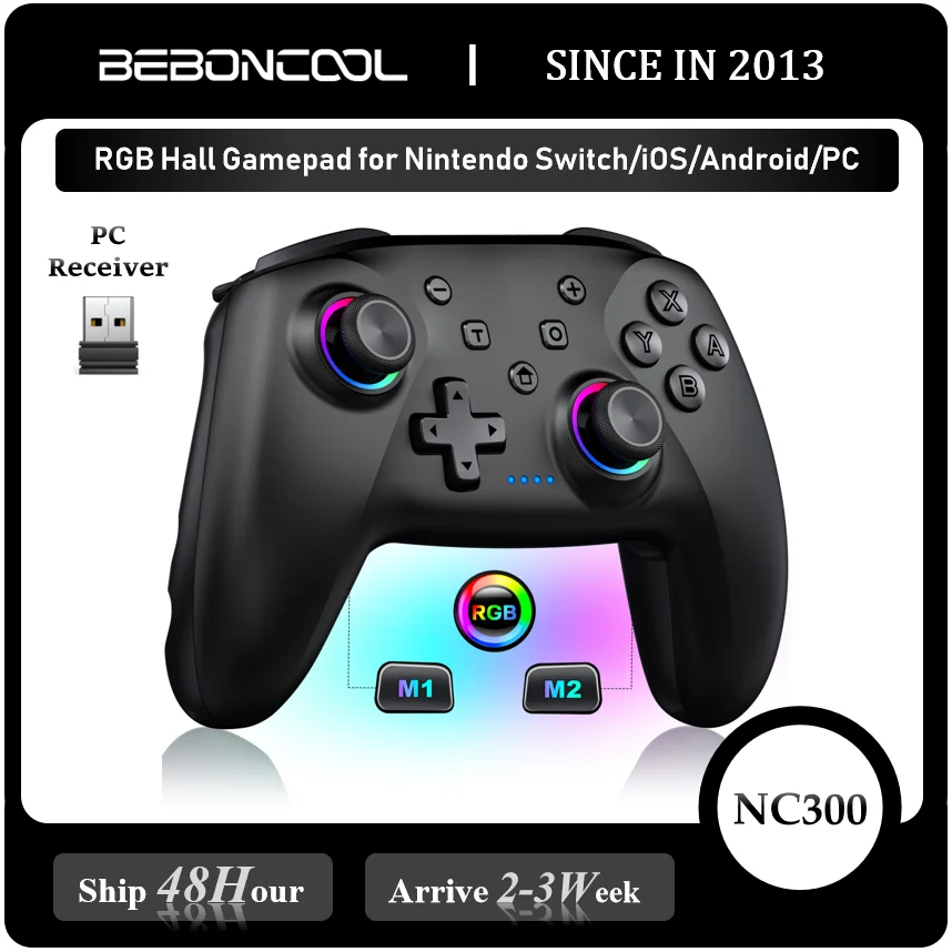 

Беспроводной геймпад NC300 RGB HALL Rocker для ПК Steam/Android/ios Nintendo Switch/OLED/Lite Hall, линейный контроллер триггера