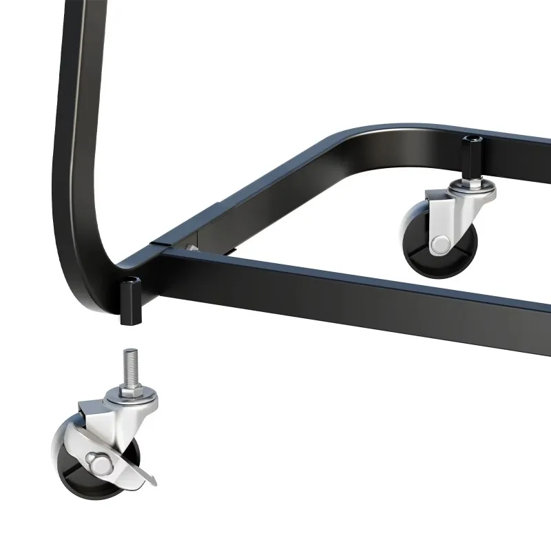 3-Tier Storage Basket with Wheels Large Capacity Kitchen Organizer Multifunctional Fruit and Vegetable Rack Black Mobile