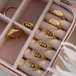 2023 Fashion  Angel Number Rings Jewelry For Women 111 222 333 444 Lucky Number Stainless Steel Ring For Girls