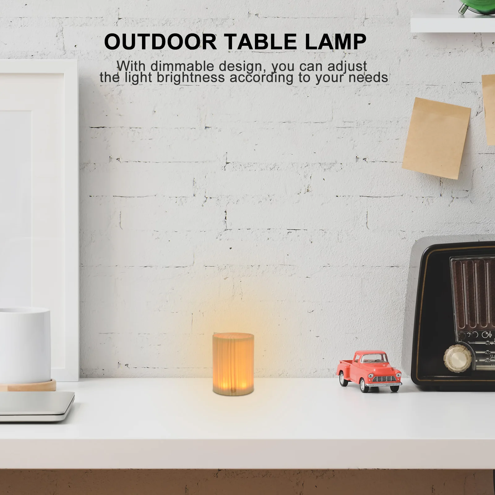 

Adjustable Touch Control Dimmable Wooden Bedside Lamp Usb Charging Night Light Decorative Cylindrical Design Khaki For Bedroom