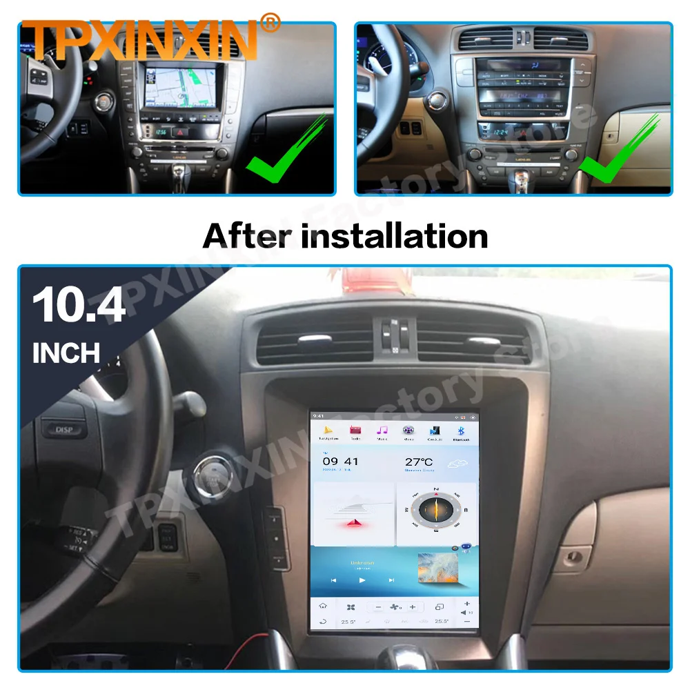 Qualcomm 1 Din Android Tesl- Screen Multimedia For Lexus IS 2005 2006 2007 2008 2009 2010 2011 2012 Navi Vedio Player Head Unit