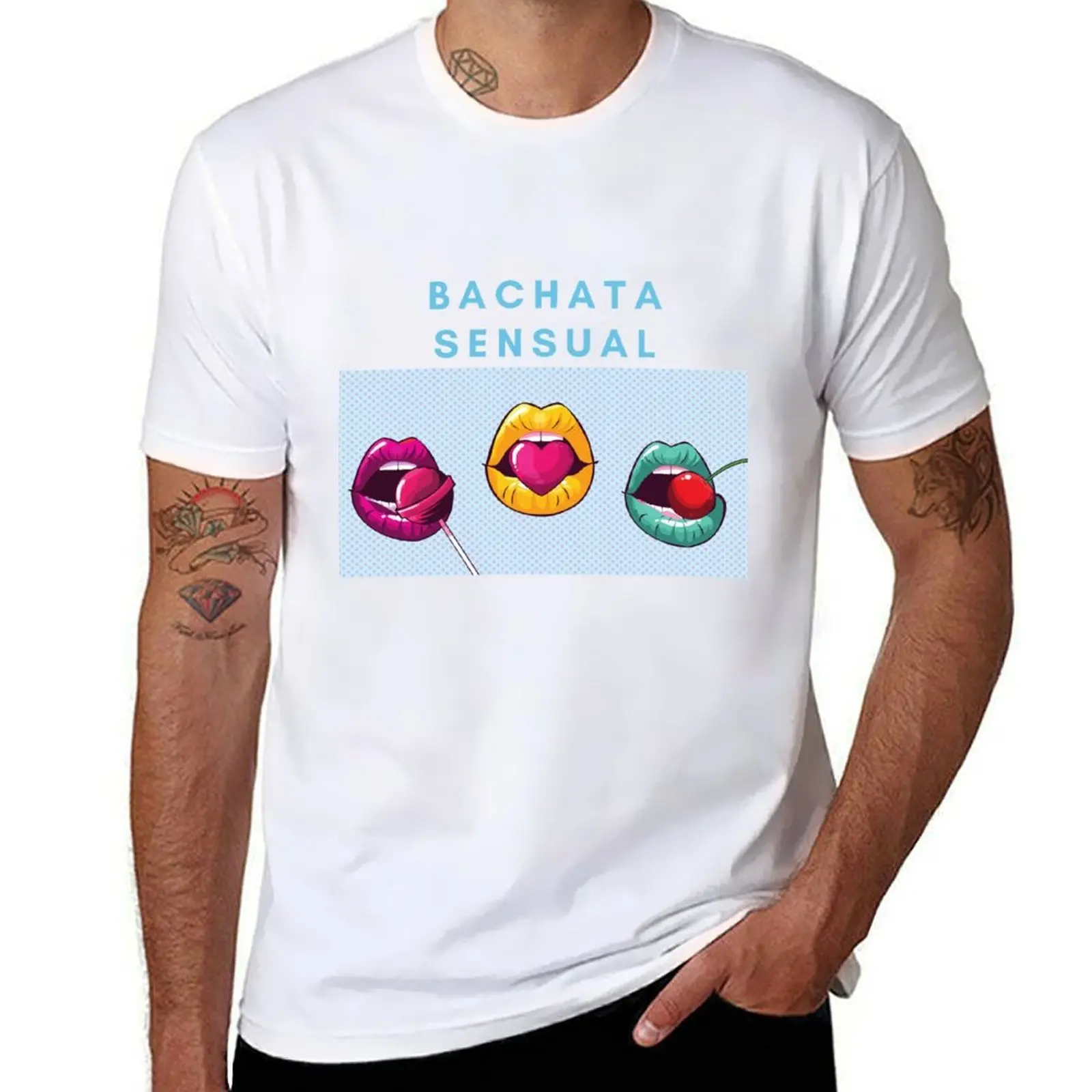 

Bachata Sensual Lips T-Shirt cotton tshirt 100% cotton t shirts man 100% T-Shirt