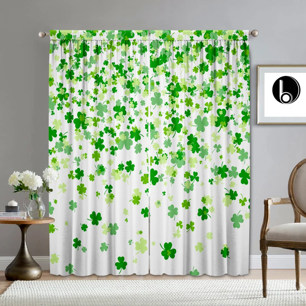 2PC Home Decoration Curtains With Plum Blossom And Peach Blossom Flower Background And Rod Bag Curtains, Suitable For Kitchen