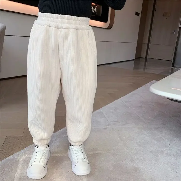 Children Clothing Girls Integrated Plush Pants Fashion Winter Clothing Children Thickened Casual Pants New Girls Leggings