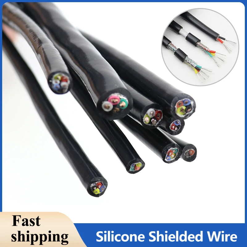 

1/3/5/10m Multi-core 2 3 4 6 Cores Silicone Rubber Shielded Wire 0.3 - 2.5mm² Insulated Flexible Copper High Temperature Cable