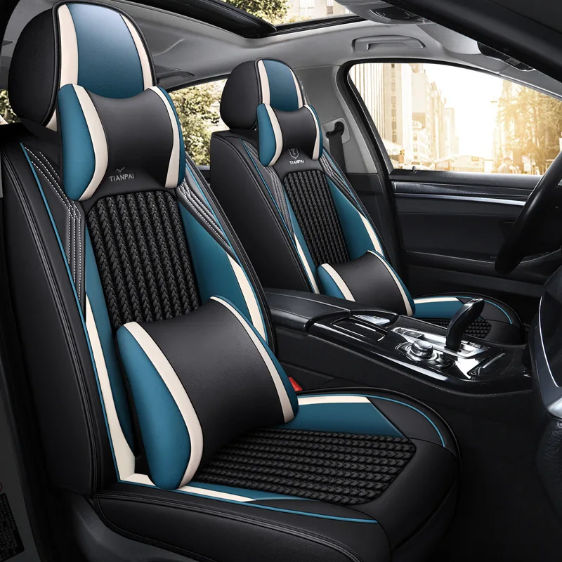 In Stock Ice Silk Car Seat Covers Full Surround Universal Single Double Seat Cushion Set All Season Five Seater Automotive Mat