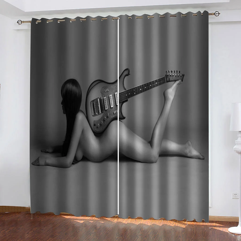 Sexy Retro Nude Lady Beauty Woman Girl Thin Darkening Window Blind Curtains for Kids Bedroom Living Room Kitchen Door Home Decor