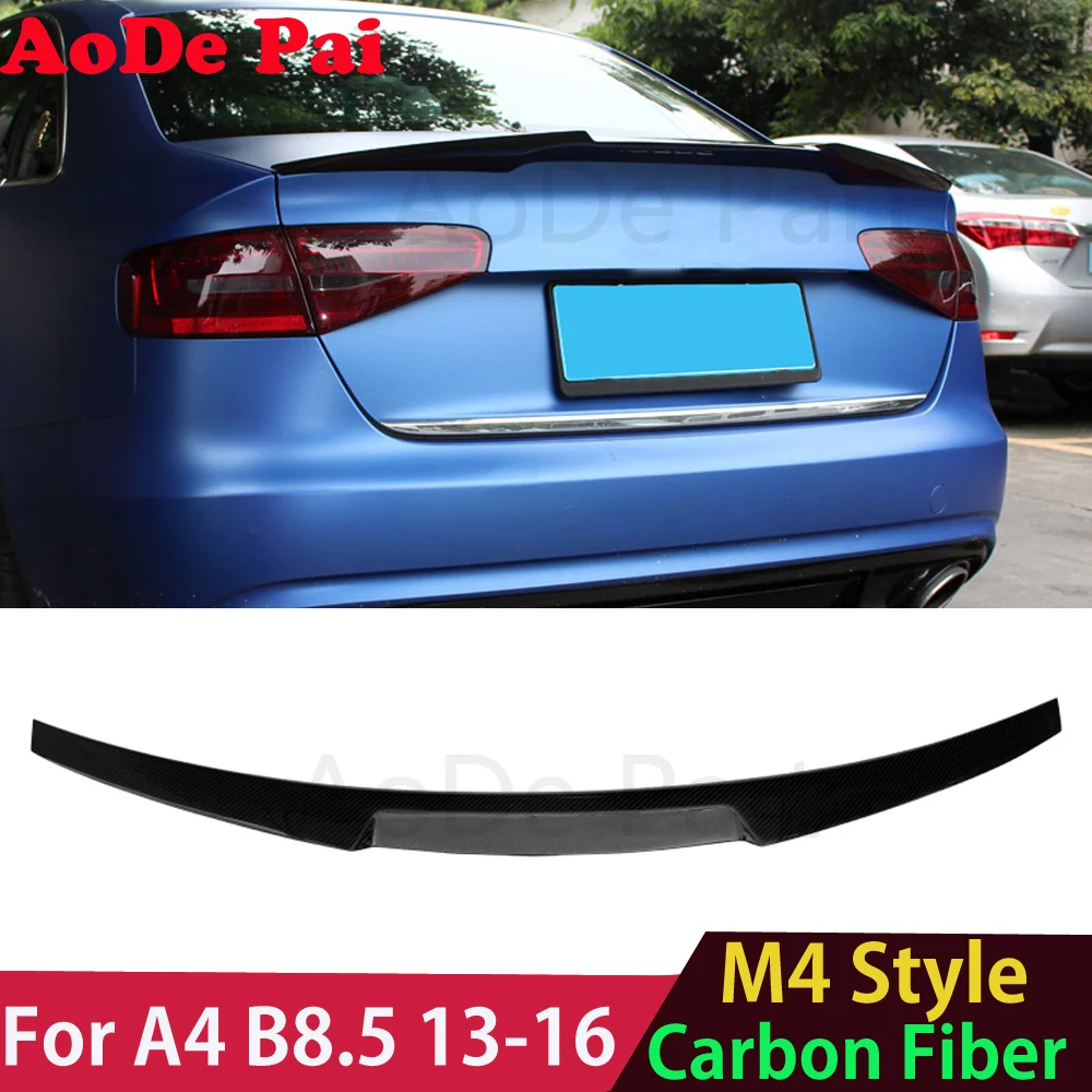 

M4 Style High Kick Real Carbon Fiber Rear Boot Trunk Wings Ducktail for Audi A4 B8.5 2013 2014 2015 2016 (Not for S4)