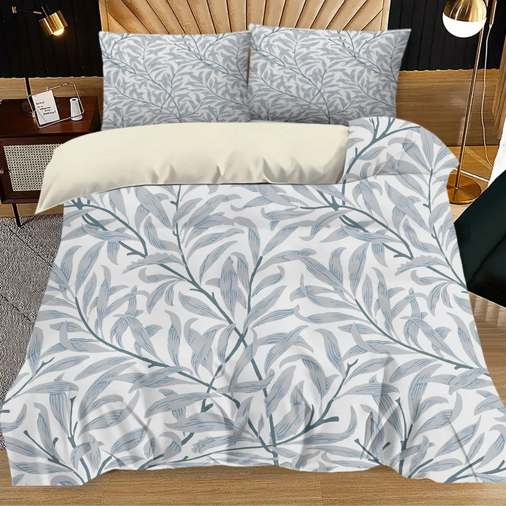 

3pcs Gray Simple Branches Printed Quilt Set- Includes 1 Quilt Cover and 2 Pillow Cover (without Filler)