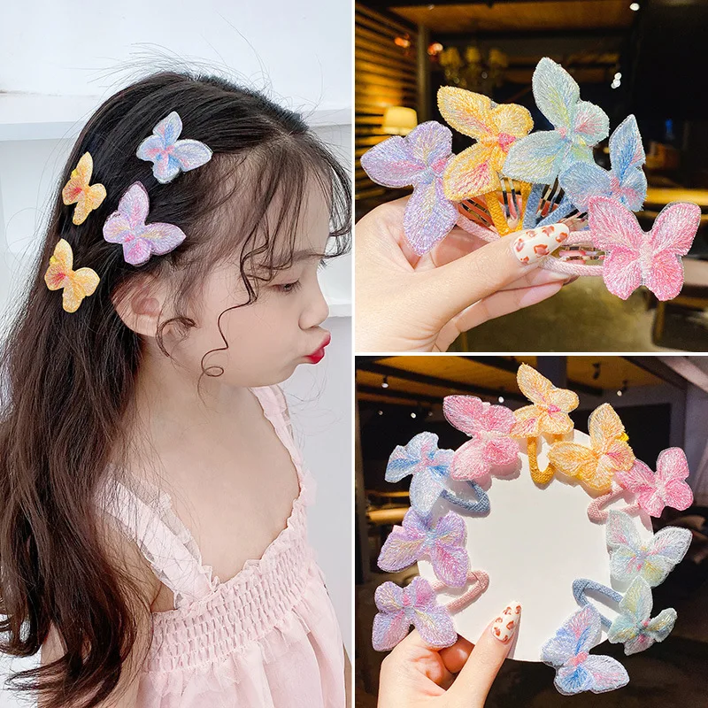 

2PCS New Simple Embroidered Butterfly Baby BB Clips Girls Hairpins Hair Clips Kids Cute Headwear Children Hair Accessories