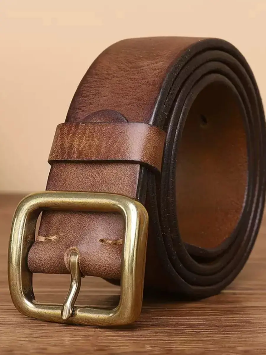 

Luxury first-layer cow leather belt 3.8 cm new retro fashion men's genuine leather pure cow leather simple and versatile jeans