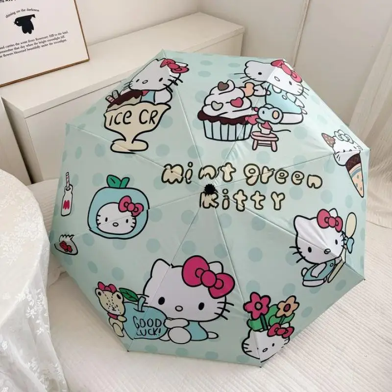 Sanrio Hello Kitty Umbrella Folding Automatic Anti Uv Rain Sun Umbrella Portable Cartoon Windproof Women Men Children Umbrella