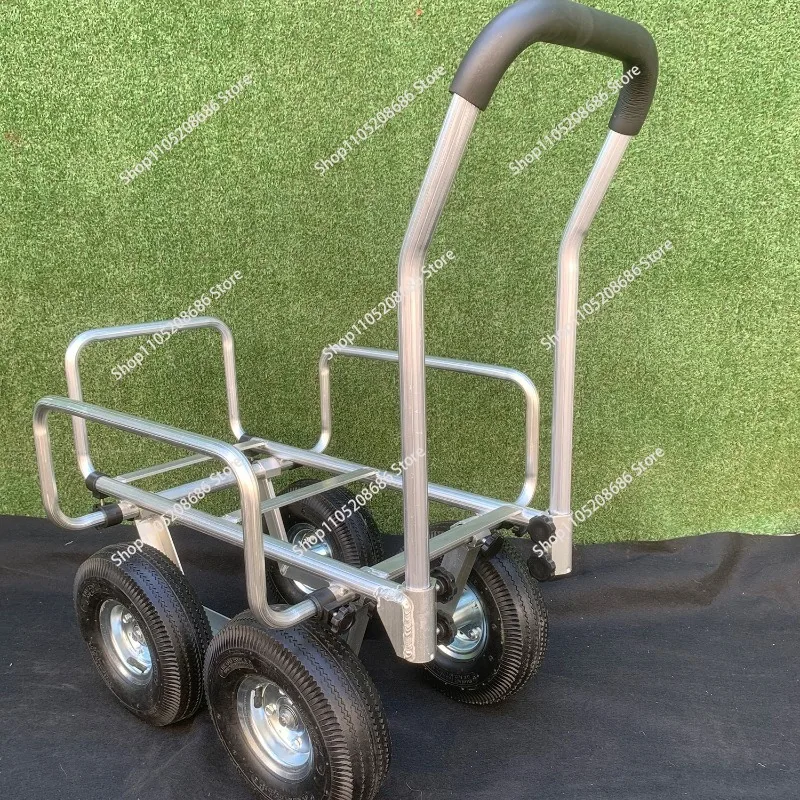 Aluminum four-wheel multi-function cart, silent hand push tool cart,