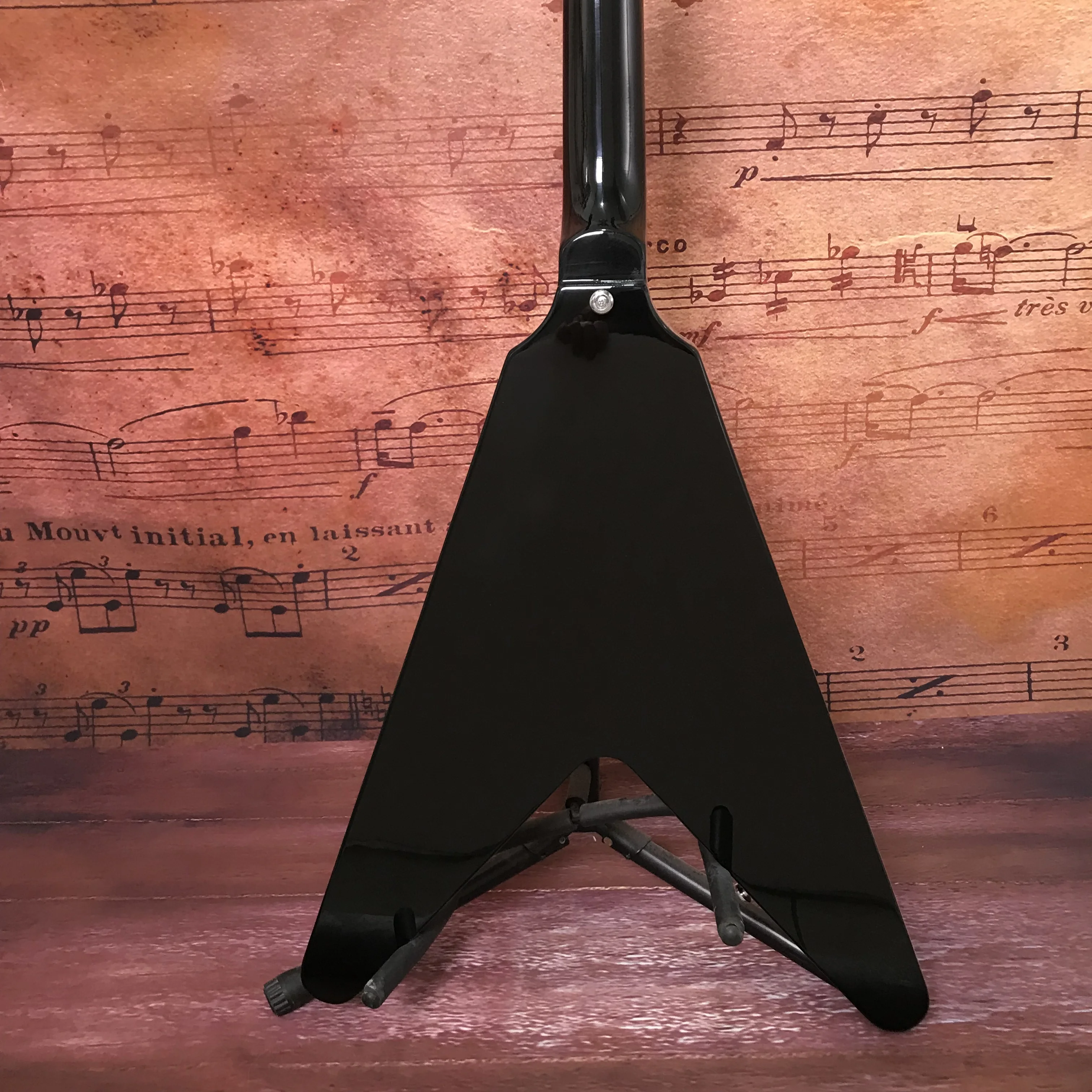 Stunning factory custom electric guitar Flying V black color dot inlays Rosewood fingerboard hot sale