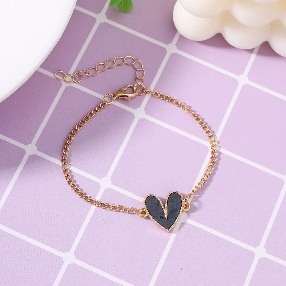 Aihua 10 Farben Modisches Neues Design Vergoldetes Herz-Armband für Frauen und Mädchen Süße Herz-Schmuckgeschenke – Detail 10