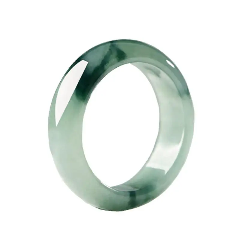 Anillo de Jade de flor flotante de hielo para hombre y mujer, joyería fina, accesorios, banda de piedra de jadeíta de Myanmar auténtica