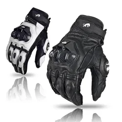 Motorrad Biker Leder handschuhe Kohle faser Schutz handschuhe Männer Motocross Motorrad handschuh Biker Racing Reit handschuhe schwarz