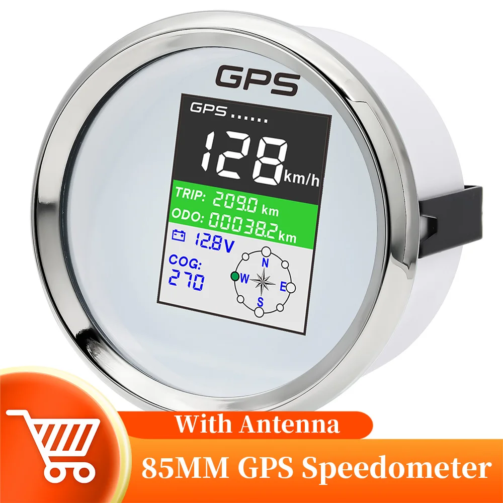 

Universal Marine Speedometer Guage With GPS Antenna Digital MPH Knots Km/h Adjusted TFT Screen Trip ODO COG Voltmeter 12/24V