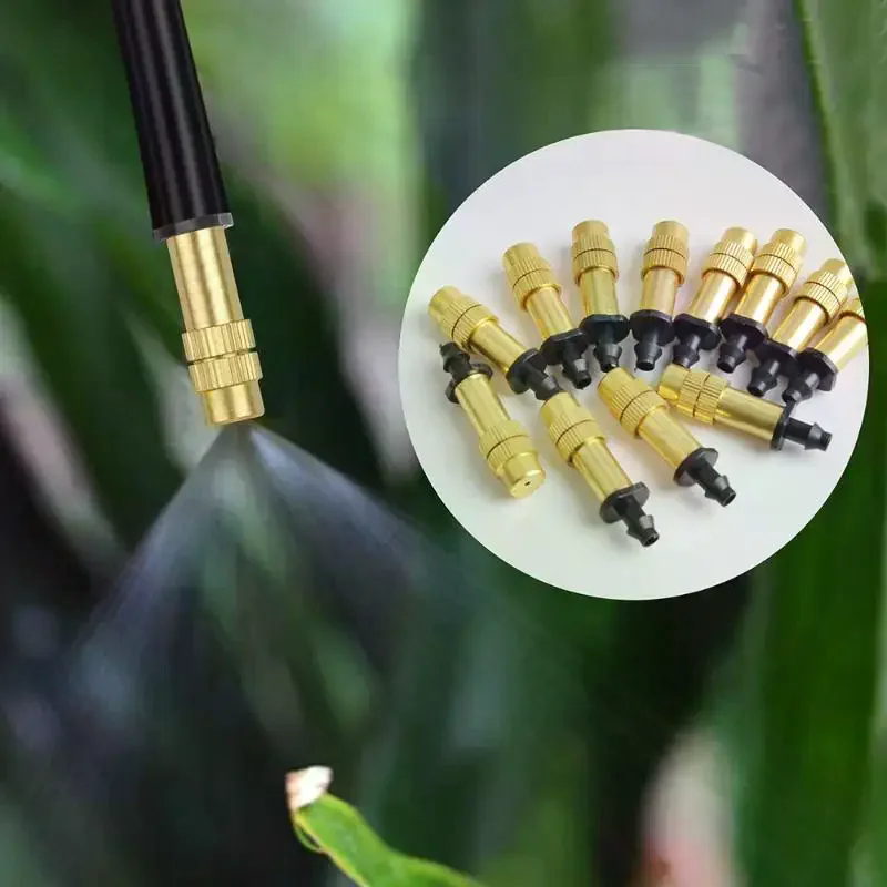 10Pcs Outdoor Misting Cooling System Garden Irrigation Watering Brass Atomizer Adjustable Garden Micro Sprinklers