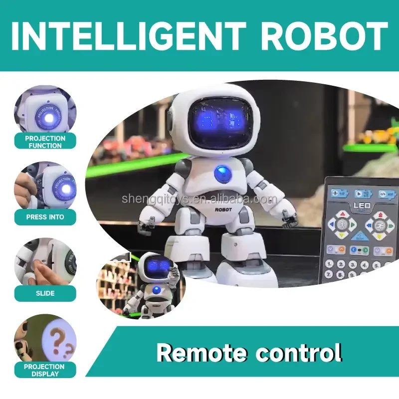 Smart Walking Robot Toy with Light Sensor Projection Rechargeable RC Robot for Kids Educational Interactive Gift Boy Girl